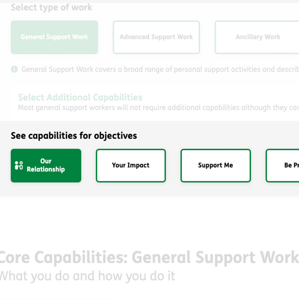 Screenshot showing the Objectives navigation buttons in the Framework