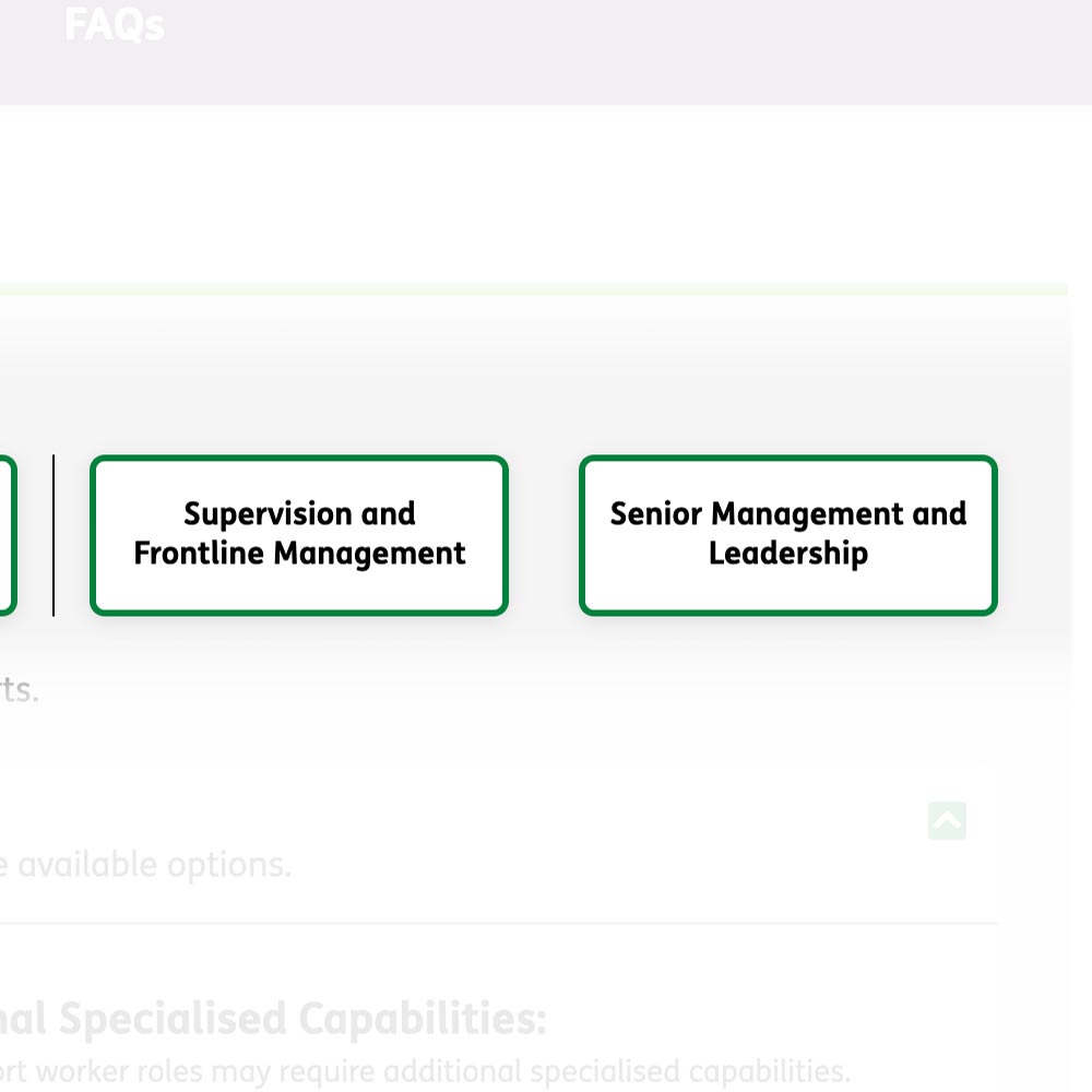 Screenshot showing the two Management and Leadership Role navigation buttons in the Framework